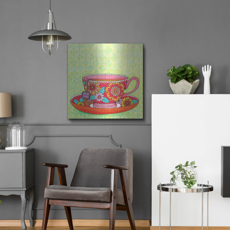 Bungalow Rose «Teatime Teacup» par Hello Angel, art mural en métal, H 24 po x l 24 po