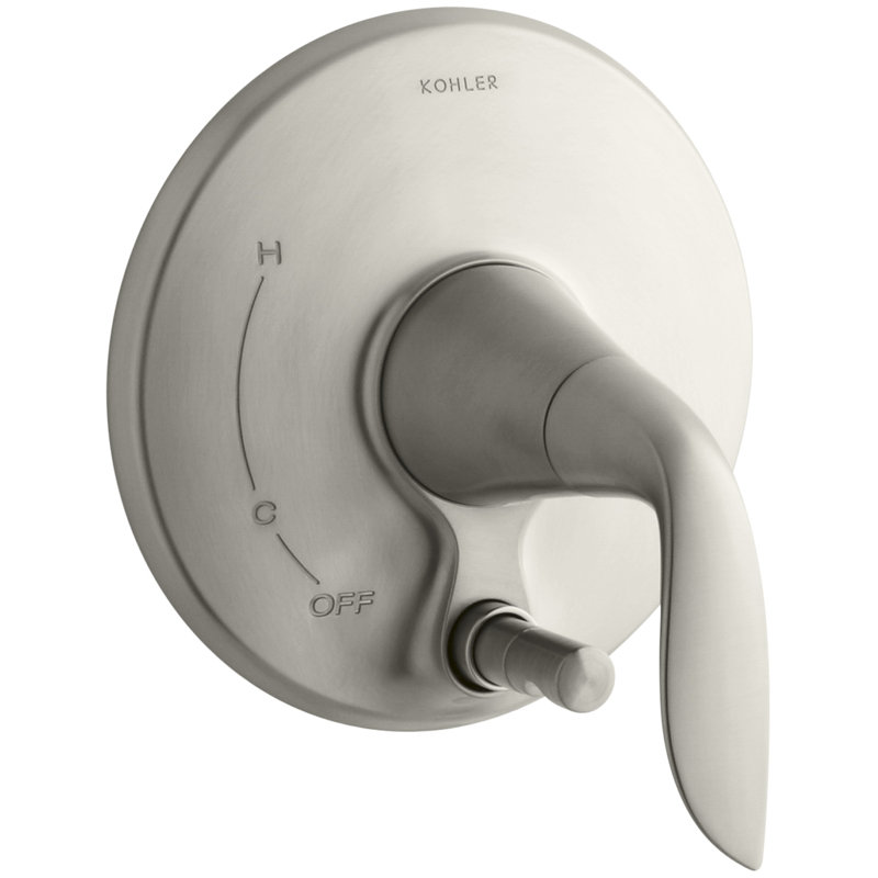 Ensemble de commande de vanne Refinia avec dÃ©viateur Ã  bouton-poussoir, vanne non incluse, Nickel brossé éclatant