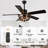 50 Inch Farmhouse Ceiling Fan with Lights, 6-Speed Reversible Quiet DC Motor Rustic Wood Metal Cage Ceiling Fan with Remote