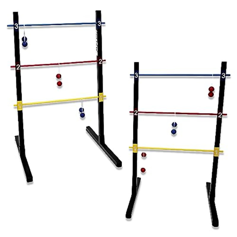 Pro Ladder Toss Indoor Outdoor Game Set for Yard & Lawn Games with 6 Soft Rubber Bolo Balls Heavy Duty Bars Stands & Travel Carrying Case 