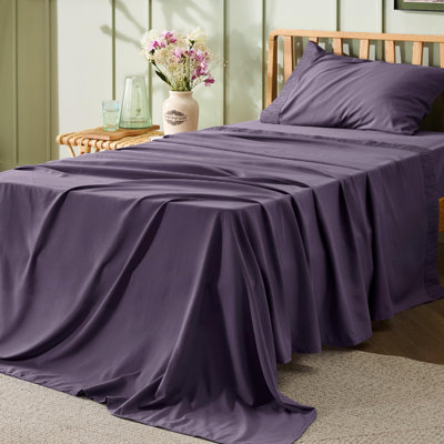 Bedsure Polyester Microfiber Sheet Set Hotel Luxury Sheets, Easy Care Cooling Bed Sheet Set 84GSM(65" x 99")GentleSoft™️