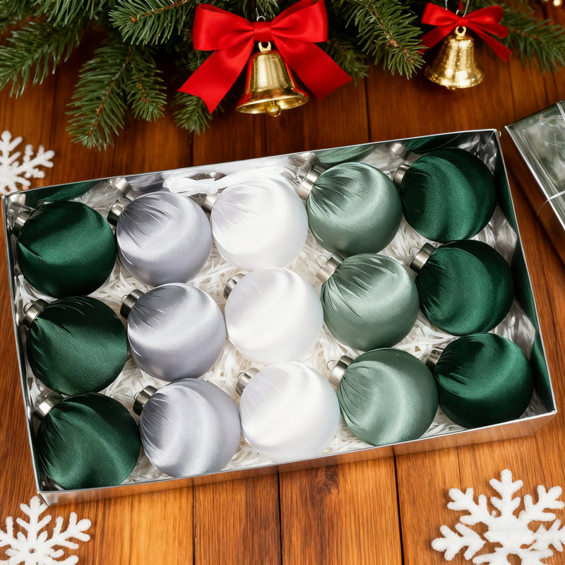 30 pièces de boules de Noël en satin, ensemble de boules de Noël en velours, 3,15 pouces en plastique incassable décorations de Noël suspendues, ensemble de boules de Noël multicolores pour décoration de Noël arbre de Noël