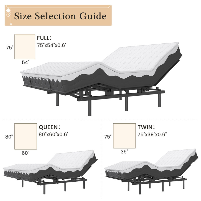 Lit réglable Baford Zero Gravity (matelas non inclus), Double