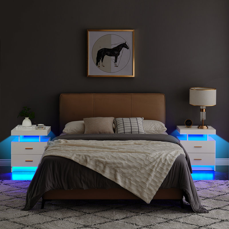 Morits LED Nightstand with Wireless Charging, White