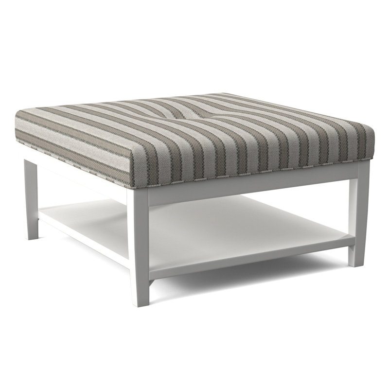 Hammond Square Ottoman, Frost White Finish, White Performance Fabric; 0851-94