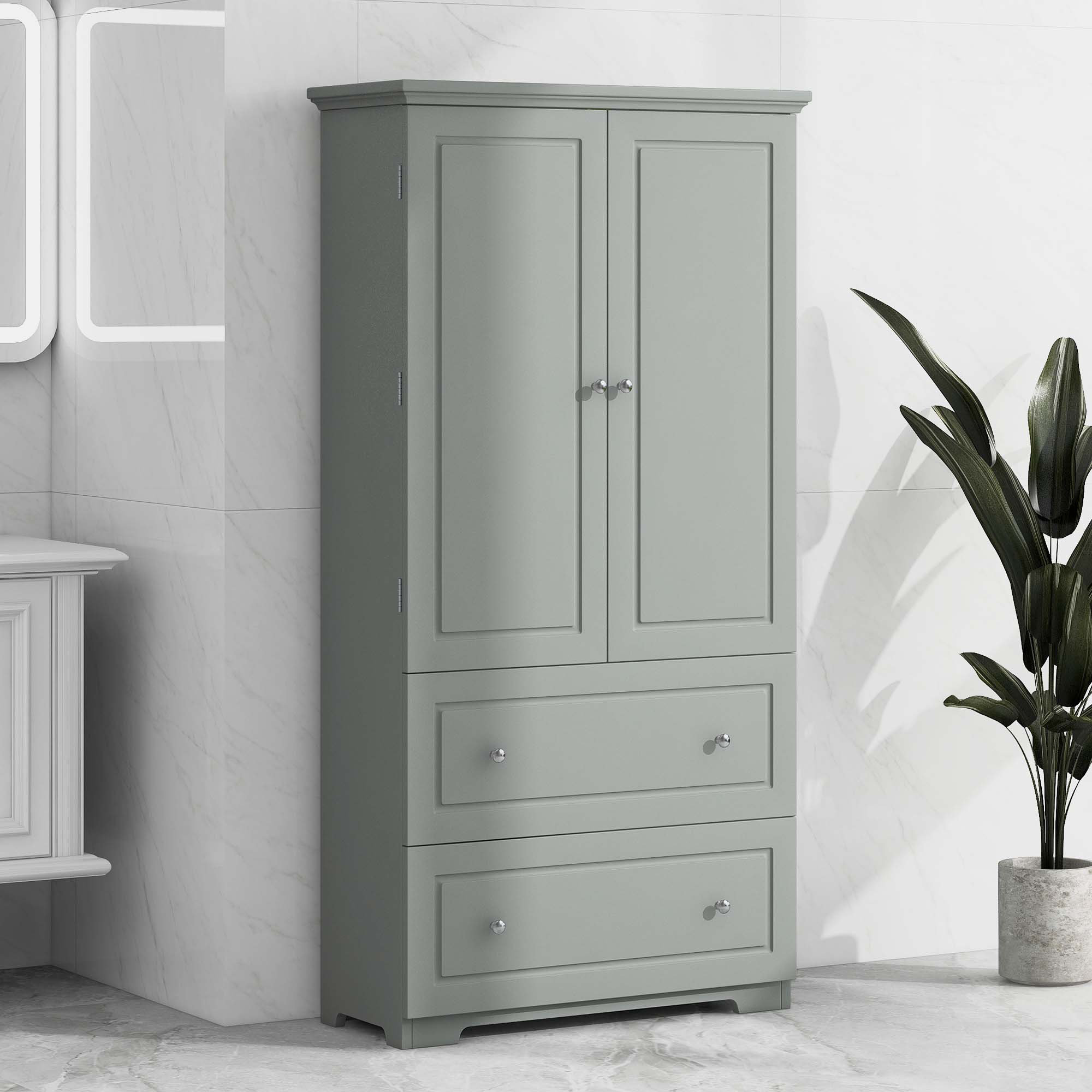One Allium Way® Wide Bathroom Storage Cabinet, Freestanding Storage ...