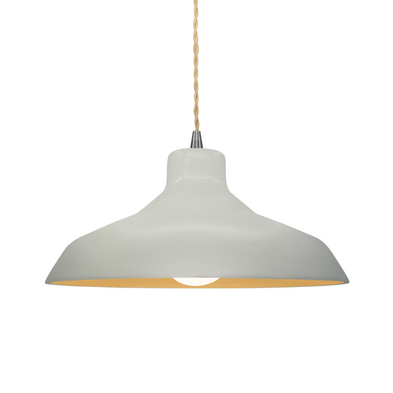 Fallon - Light Dome Pendant, 6.25" H x 13.5" W x 13.5" D, Matte White/Champagne Gold, Brushed Nickel