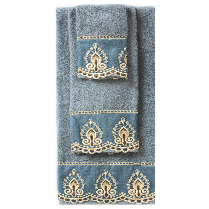 Ailani 3 Piece 100% Cotton Towel Set, Blue