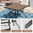 5pcs Patio Wicker Dining Set With Faux Wood Tabletop And Umbrella Hole