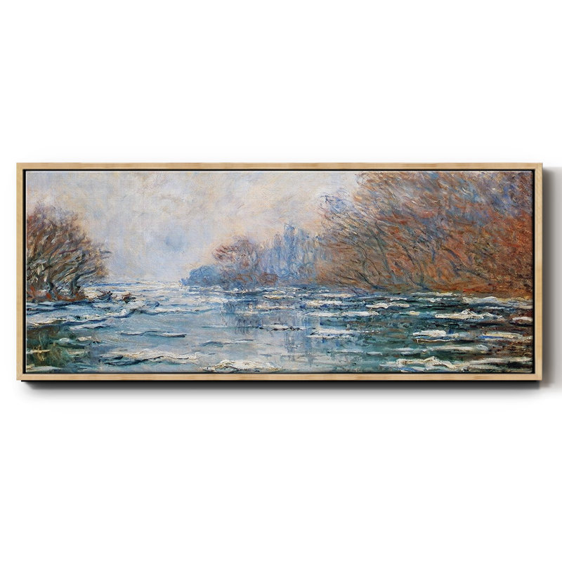 Rivière dégel près de Vetheuil, 1880, reproduction d'art sur toile, H 20 po x l 50 po x P 1,5 po, Naturel