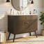 Meuble-lavabo de salle de bain avec double rangement à fermeture en douceur et lavabo en céramique