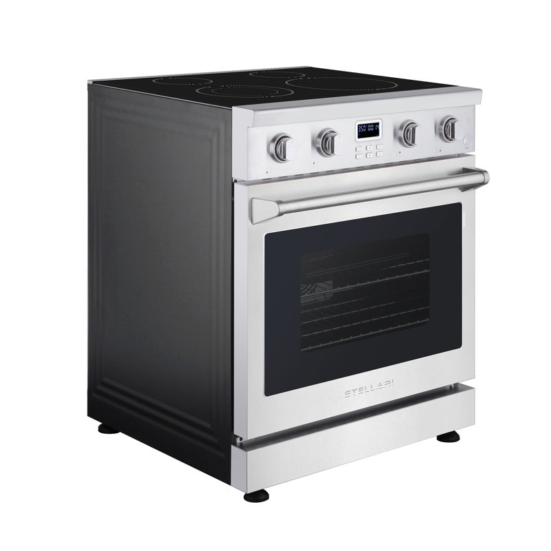 30 po Stellari 4 éléments 5,0 pi³ Cuisinière électrique autoportante en acier inoxydable, avec double élément extensible, four à convection