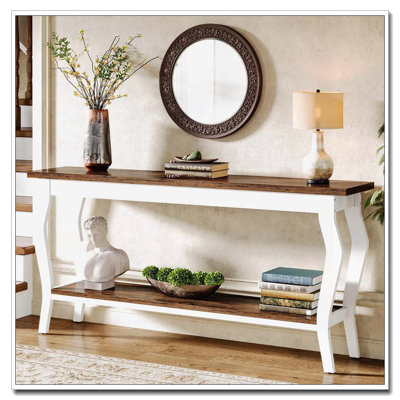 Table de canapé 70,9 "avec 2 tablettes de rangement