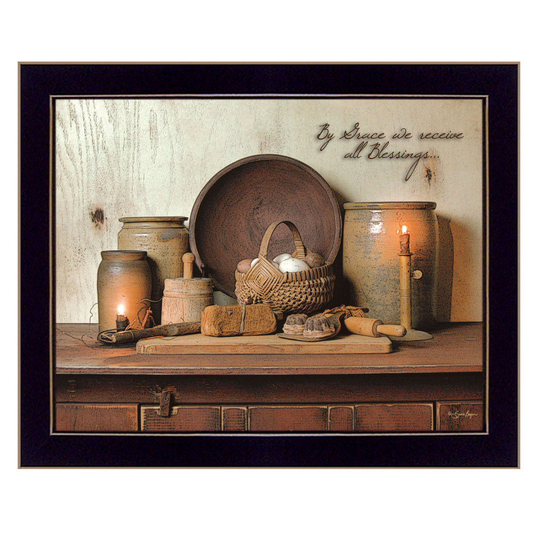 By Grace Framed Wall Art for Living Room, Home Wall Decor Framed Print by Susan Boyer Fleur De Lis Living