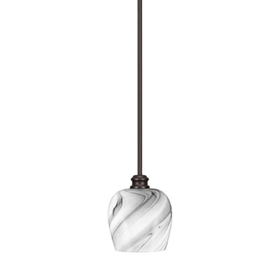 Edge Stem Hung Mini Pendant With 6" Onyx Swirl Glass