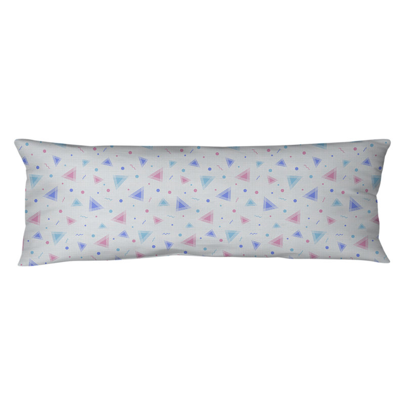 Coussin lombaire rétro 90s, Bourre en polyester, Bleu / Rose, Microfibre