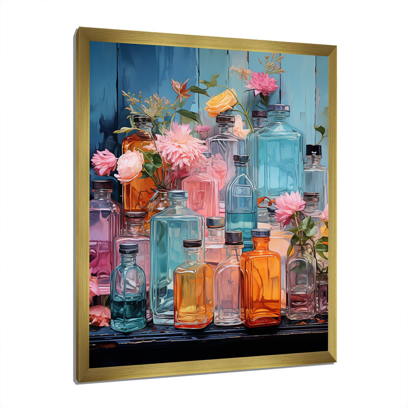 Élixir de toilette - Parfum d'art mural, Encadrement doré, H 44 po x l 34 po x P 1,5 po
