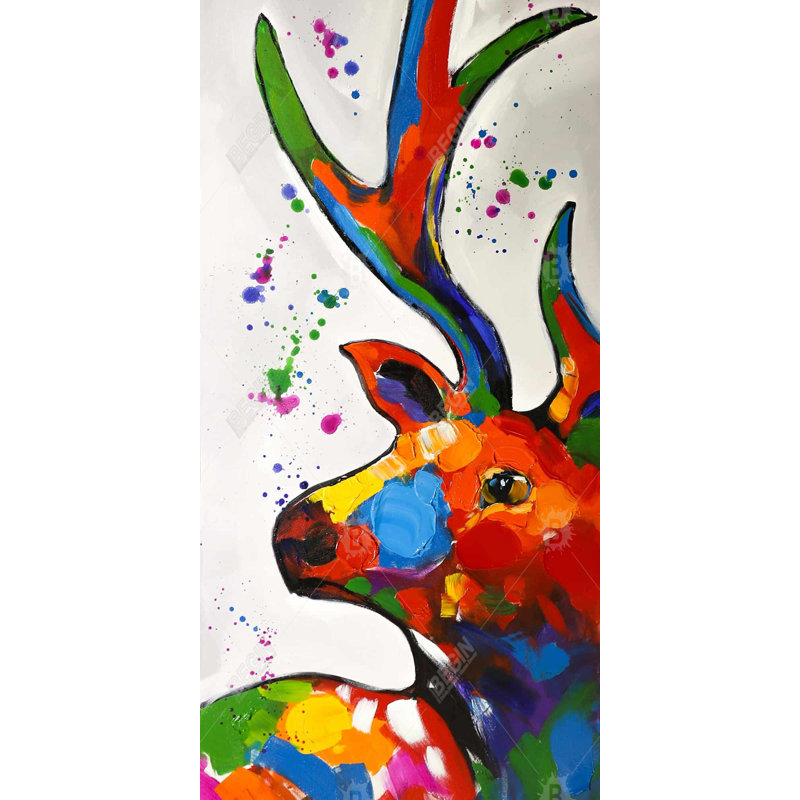 Abstract  Deer Canvas Art | Home Decor Paint Splash