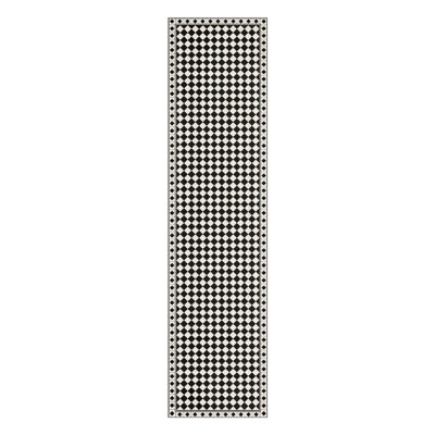 Chess Black Cushioned Kitchen Mat