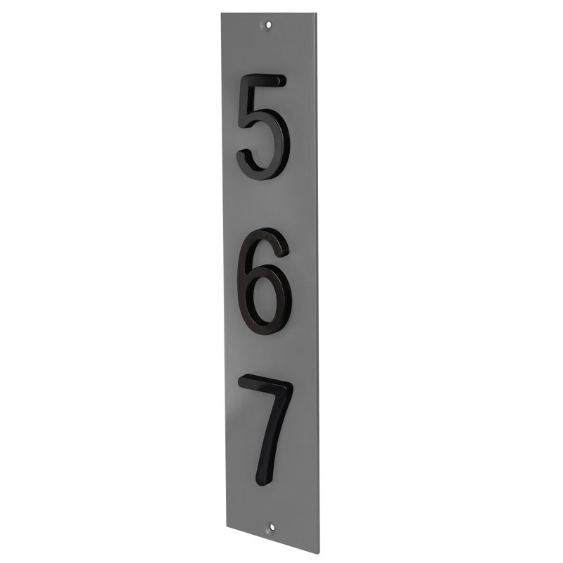 Plaque d'adresse verticale en aluminium à 3 tiroirs Royal Shade, Noir, Gris, Oui