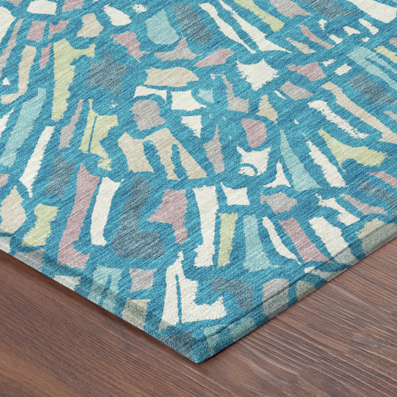 Machine Washable Indoor/Outdoor Chantille ACN2514 Modern Rug, Teal, Rectangle 8' x 10'