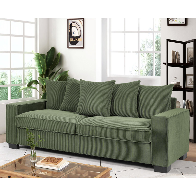 Widney 88'' Corduroy Sofa, Dark Green
