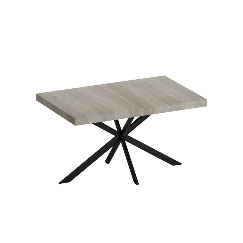 55.11'' -70.86"Retro Rectangular Stretch Dining Table, Gray/Black