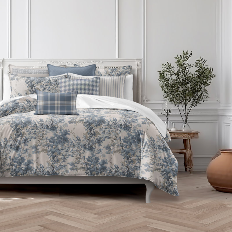 Dolce  Blue Fog Cotton Coverlet Set  8 Piece, Super King Coverlet + 7 Additional Pieces