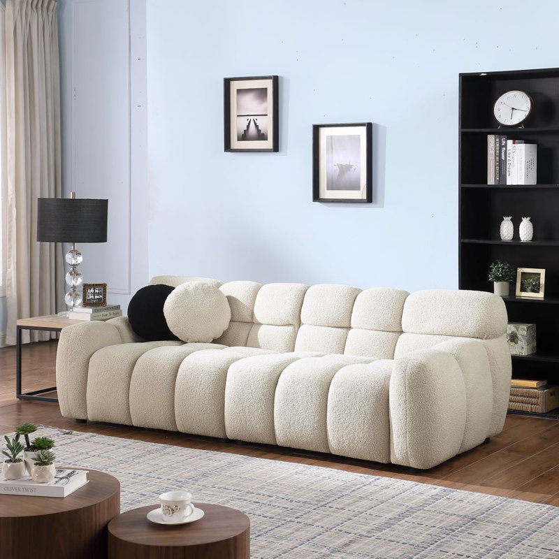 Daviya 86.5" Upholstered Sofa, 28" H x 86.5" W x 36" D, Beige
