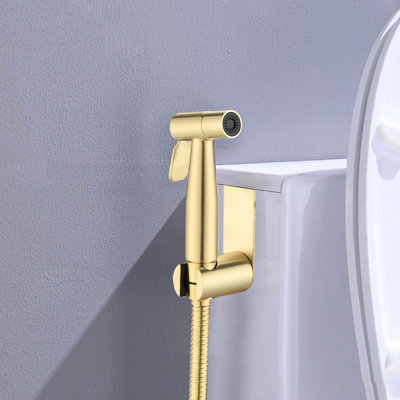 Toilet Bidet - Handheld, Brushed Gold Metal, Hygiene Enhancing Equipment, Adjustable Spray Flow, Corrosion Resistance For Use Hygienic Wash Tool, Force, Corrosion Coating