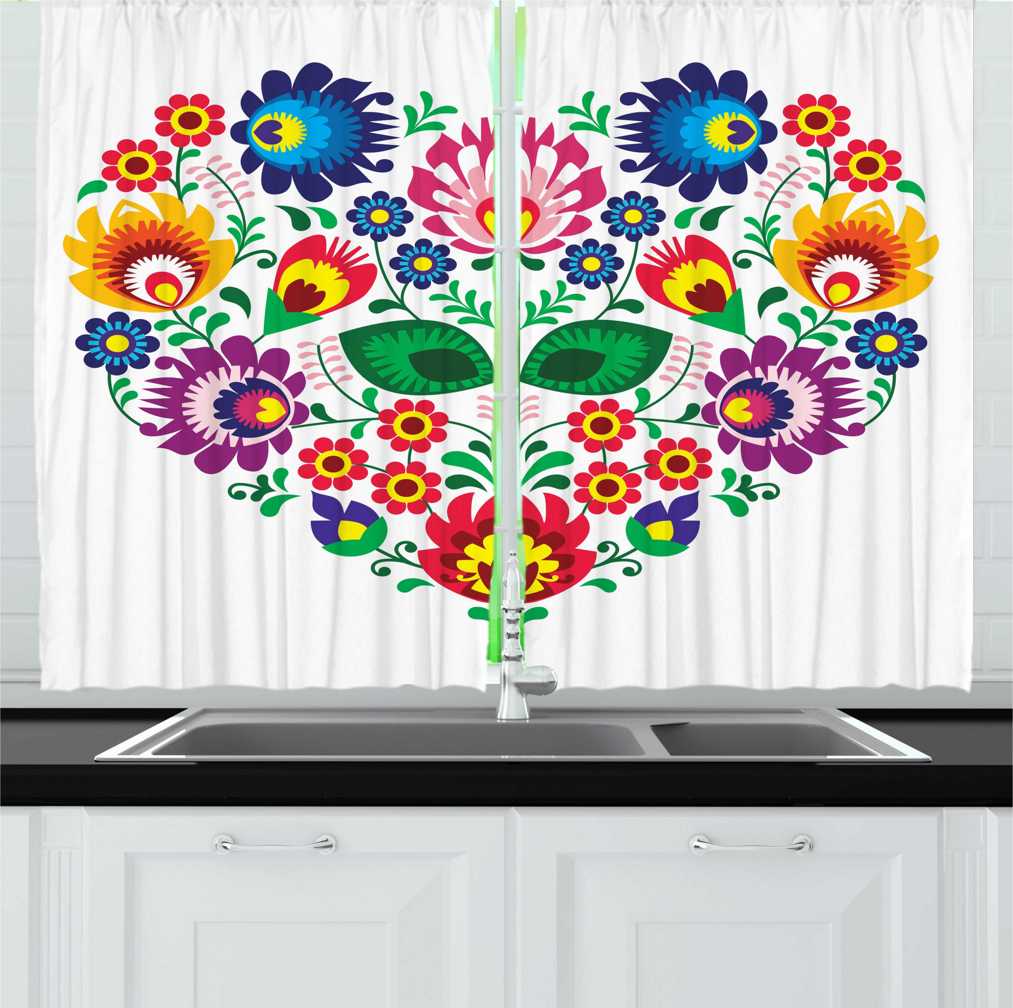 ABAKUHAUS Polish Folk Art Tovaglia, Slav Flora, Rettangolare per Sala da Pranzo e Cucina, 140 cm x 200 cm, Multicolore