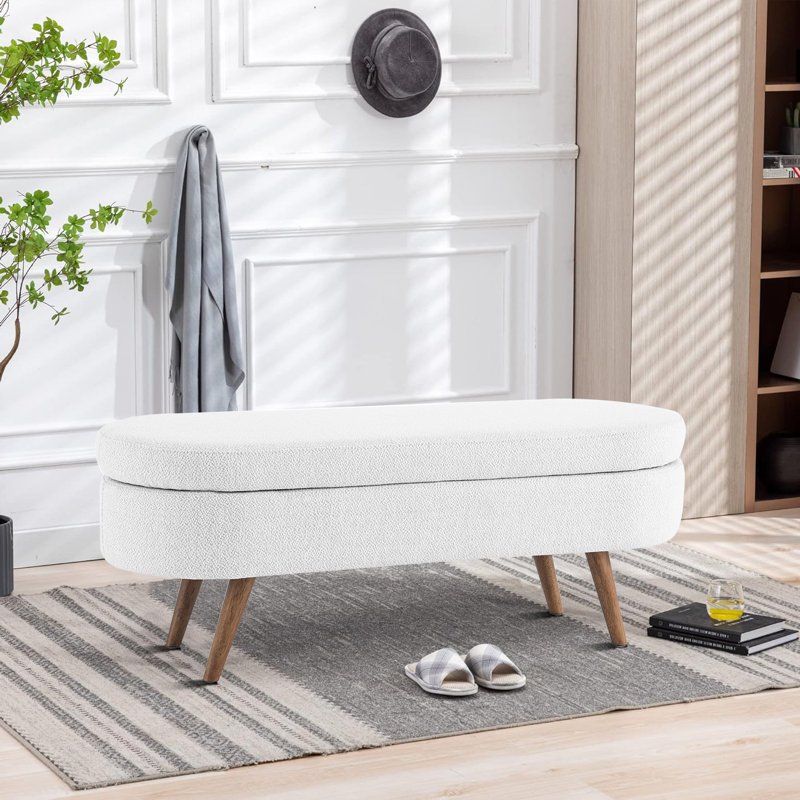 Banc de rangement rembourré 2 places Maly, Blanc
