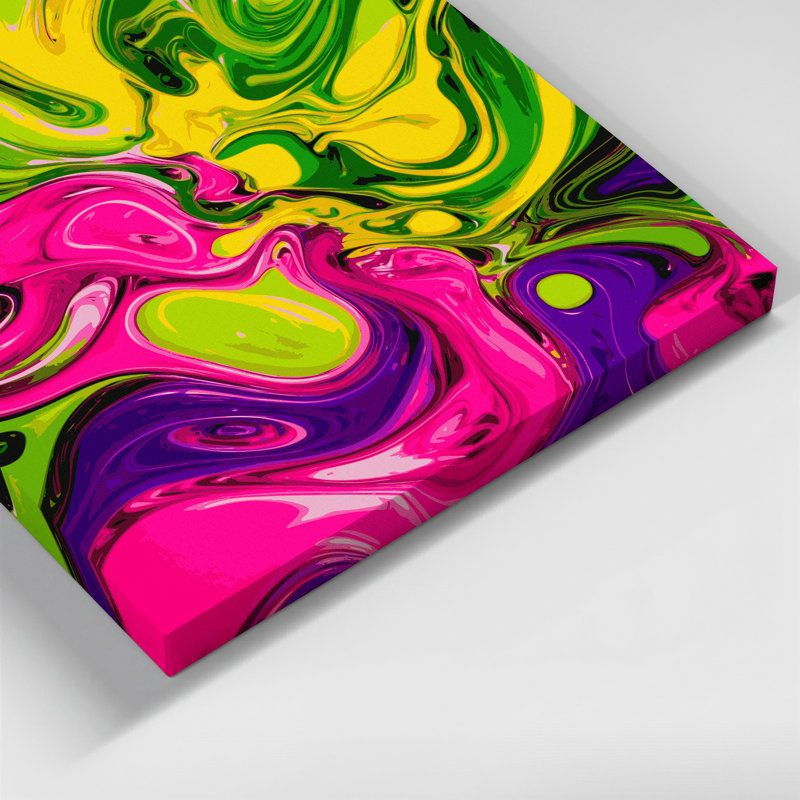 Abstrait art fluide sur toile verte 48, 32" H x 32" W