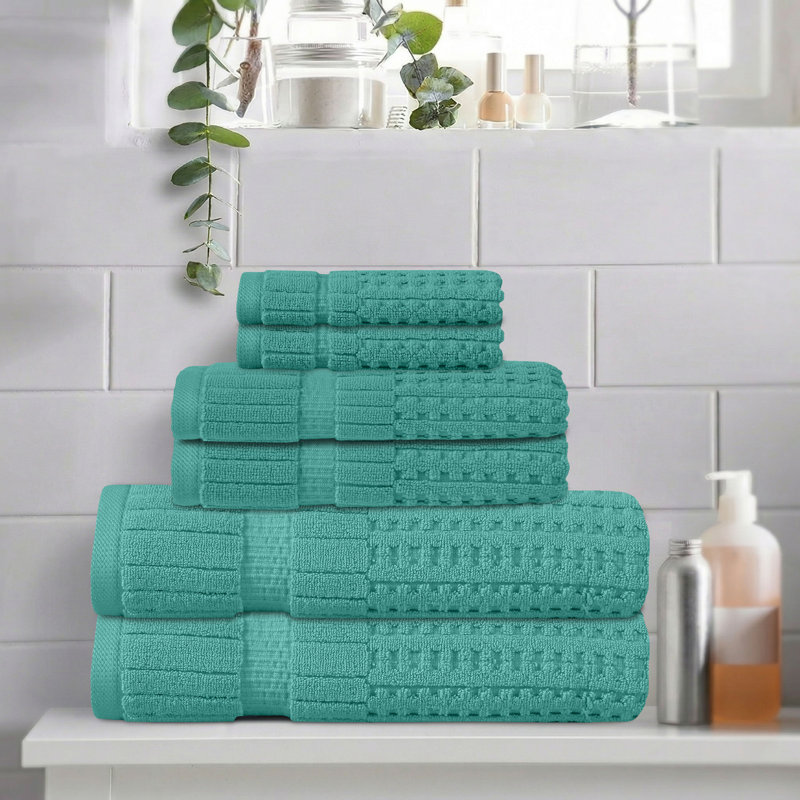 Ensemble de serviettes 6 pièces Willow - 100% coton peigné, qualité supérieure 630 g / m², turquoise, ultra doux et très absorbant