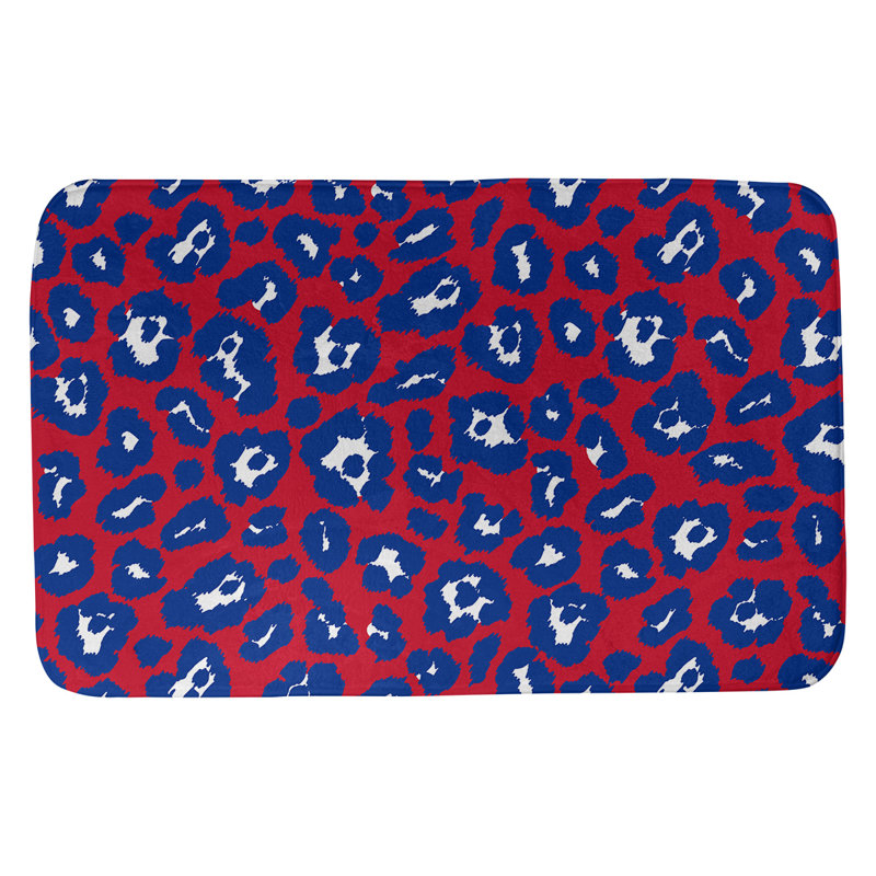 Tapis pour salle de bain Jacksonville, H 0,5 po x l 17 po x L 24 po, Rouge / blanc cassé / bleu
