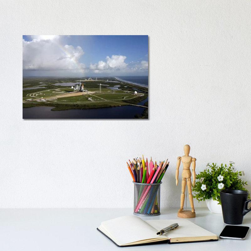 Space Shuttle Atlantis and Endeavour Sit on Their Launch Pads at Kennedy Space Center 1 Piece Wrapped Canvas Wall Art