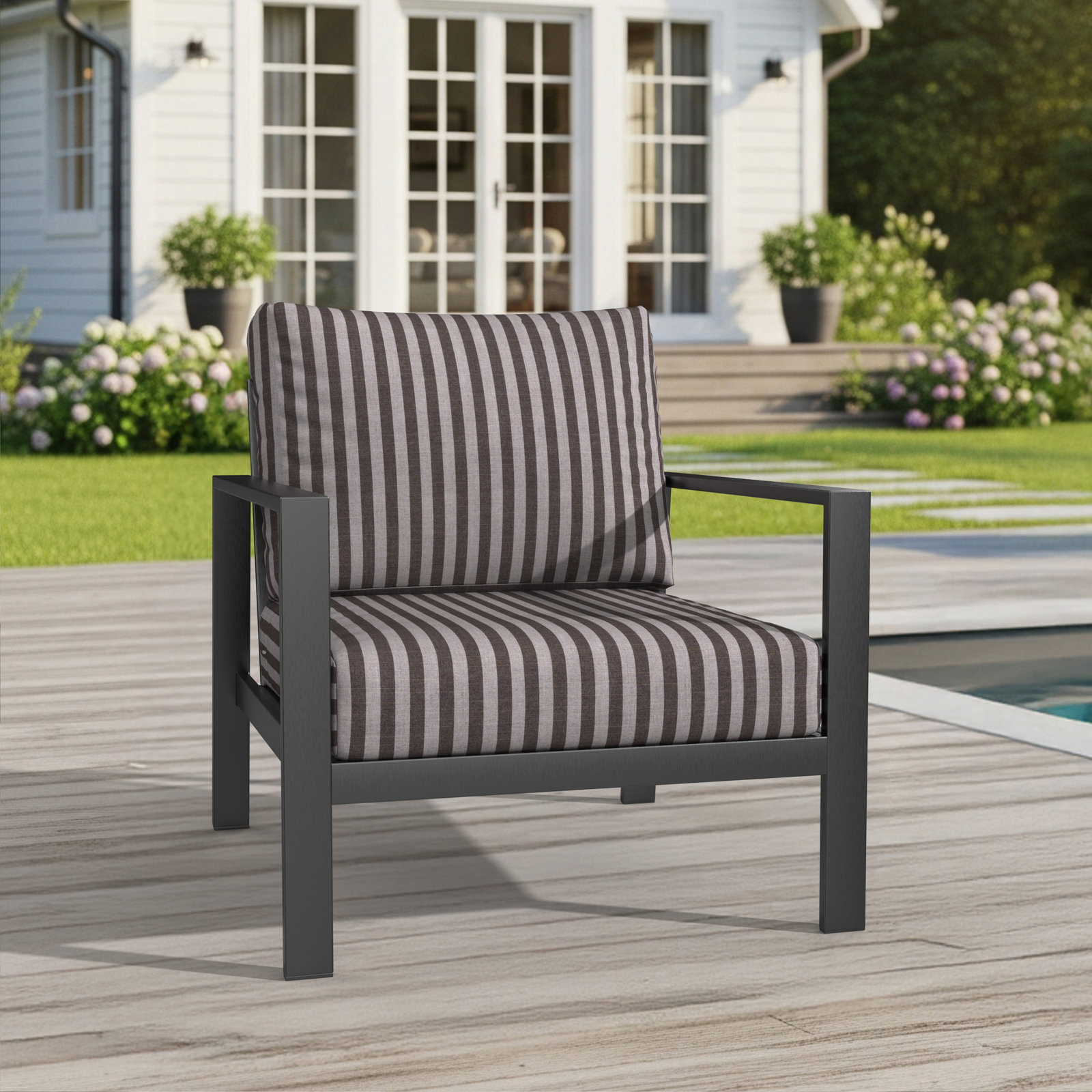 Kacy 25" Sunbrella® Lounge Chair Cushion, Sunbrella Sail Away Java