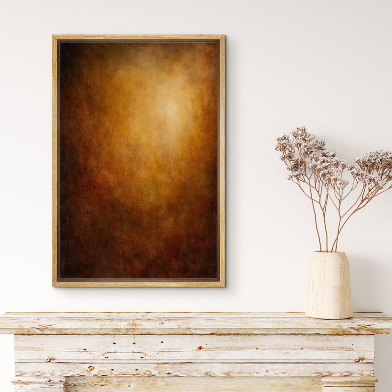 «Warm Brown Abstract Misty Art», reproduction d'art sur toile encadrée, H 24 po x l 16 po x P 1,5 po, Cadre flottant Naturar