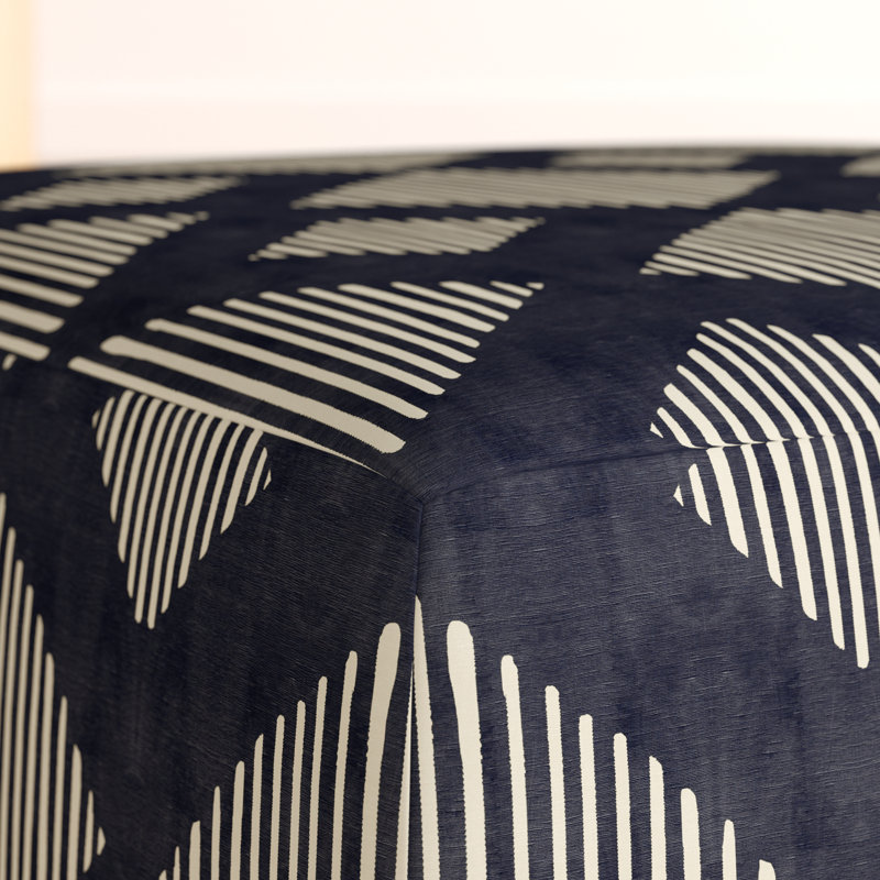 Fernando Upholstered Ottoman, Line Lattice Indigo