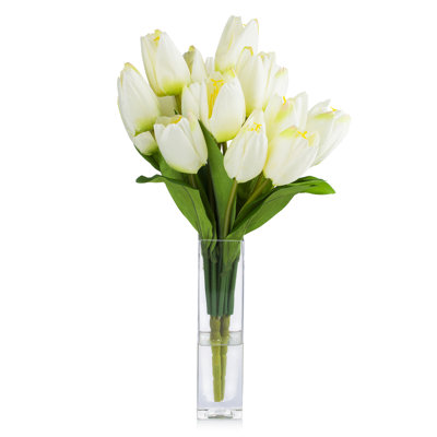 Faux Silk Tulip Arrangement in Vase