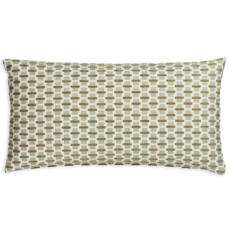 Oreiller en plumes Skywalk, Géométrique vert 2, Polyester, Rectangle H 14 po x l 36 po