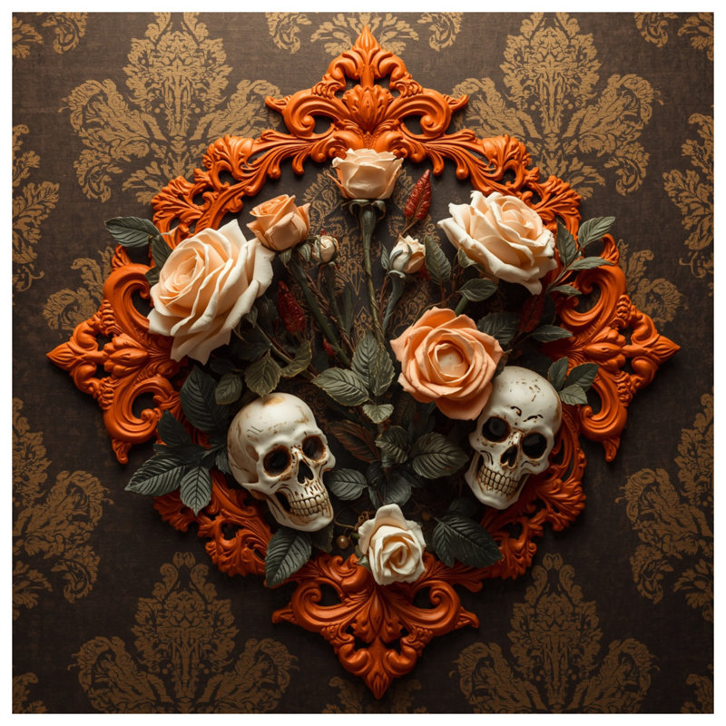 Rideaux de douche Ornate Skull Roses, L 70 po x H 72 po