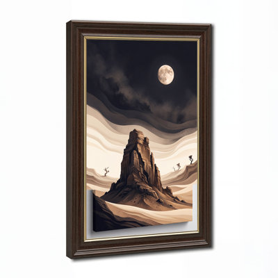 «Desert Rock Formation Under Full Moon», art mural sur toile