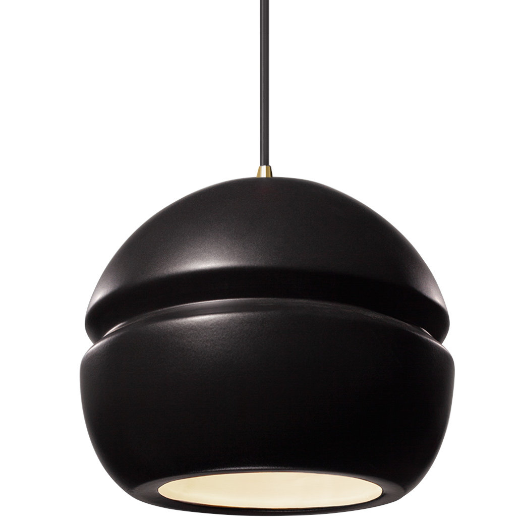 Logan Dimmable Globe Single Light Pendant, Antique Brass, Carbon Matte Black