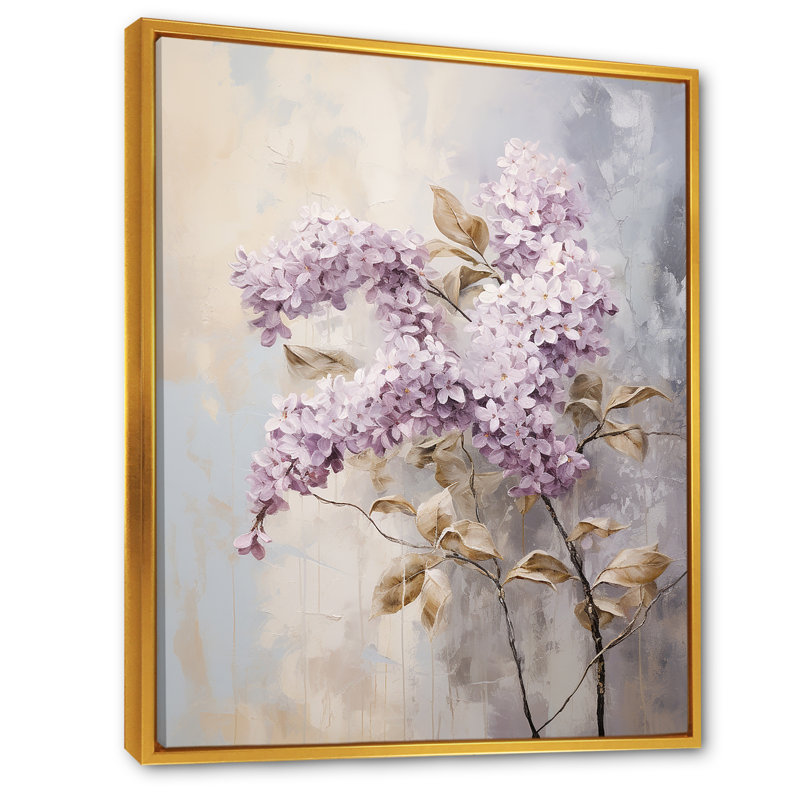 «Blooming Lilac Melody IV» sur toile, Cadre flottant doré, H 40 po x l 30 po x P 1,5 po