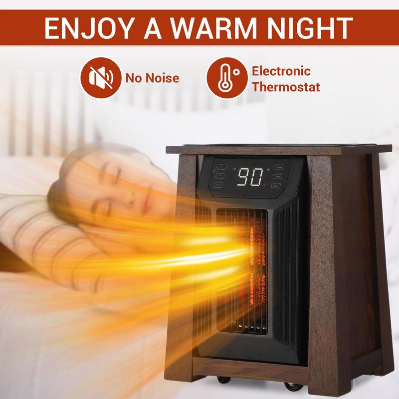 Infrared Quartz Space Heater, 1500W Electric Room Heaters For Indoor Use With Remote Control