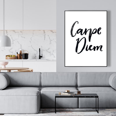 Carpe diem - Toile avec cadre blanc pour décor de chambre à coucher