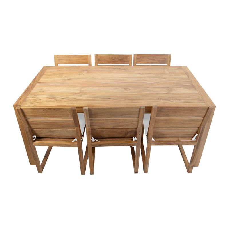 Venice 7 - Piece Solid Wood Dining Set, Coal