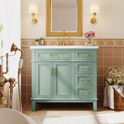 Abriyah 36'' Single Bathroom Vanity with Resin Top