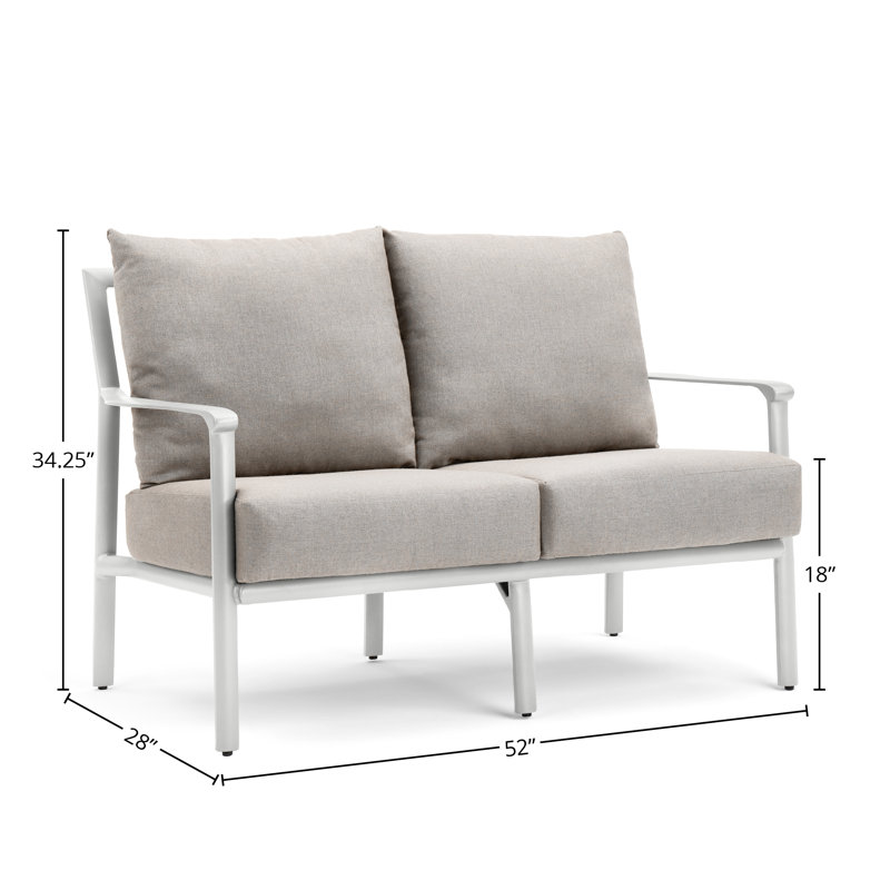 Outdoor 2 - Seat Loveseat, Light Gray, Taupe